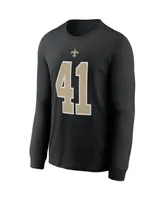 Men's Alvin Kamara Black New Orleans Saints Player Name and Number Long Sleeve T-shirt