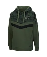 Women's Olive and Camo Wisconsin Badgers Oht Military-Inspired Appreciation Extraction Chevron Pullover Hoodie