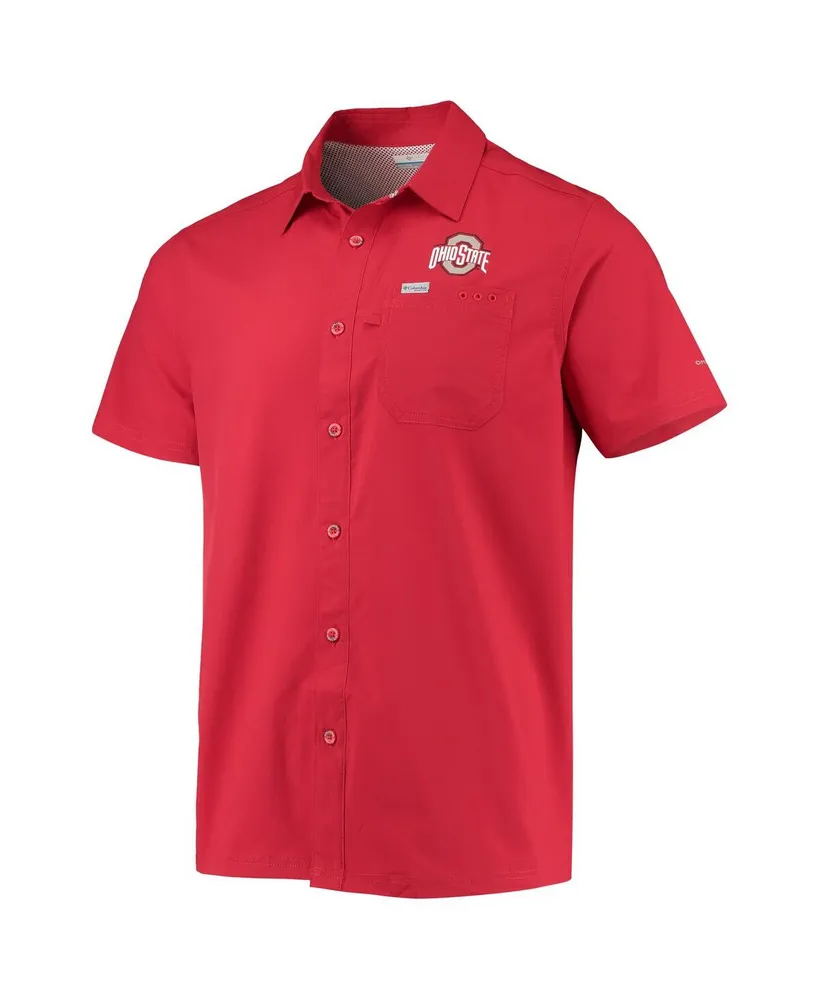 Men's Scarlet Ohio State Buckeyes Slack Tide Camp Button-Up Shirt