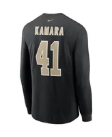 Men's Alvin Kamara Black New Orleans Saints Player Name and Number Long Sleeve T-shirt