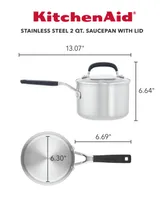 KitchenAid Stainless Steel 2 Quart Induction Sauce Pan with Measuring Marks and Lid