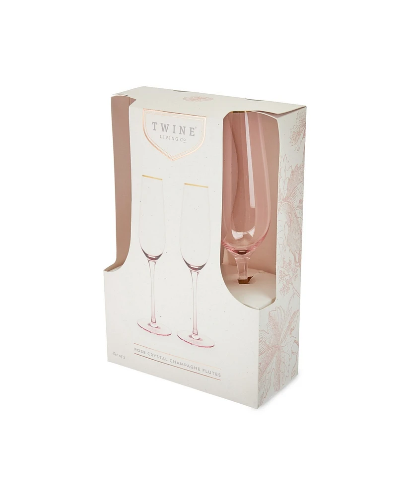 Twine Rose Crystal Champagne Flute Set