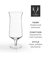 Viski Raye Angled Hurricane Crystal Glasses, Set of 2, 14 Oz