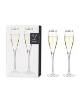 Viski Gold-Rimmed Crystal Champagne Flutes Set of 2, 8 Oz