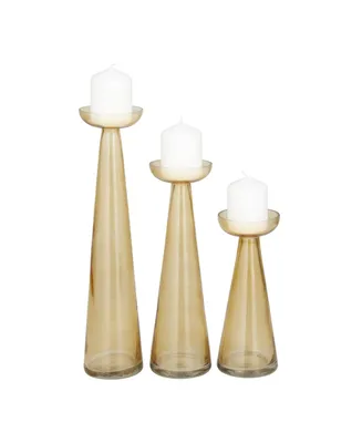 The Novogratz Glass Pillar Candle Holder, Set of 3