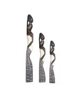 Albizia Bohemian Sculpture, Set of 3 - Gold