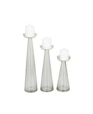 The Novogratz Glass Pillar Candle Holder, Set of 3