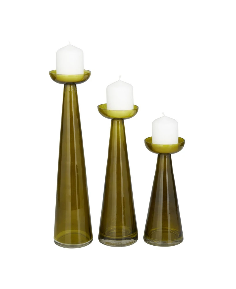 The Novogratz Glass Pillar Candle Holder, Set of 3