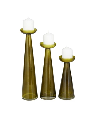 The Novogratz Glass Pillar Candle Holder, Set of 3