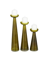 The Novogratz Glass Pillar Candle Holder, Set of 3