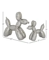 Contemporary Dog Sculpture, Set of 2 - Silver