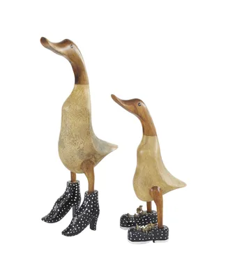 Bamboo Coastal Duck Sculpture, Set of 2