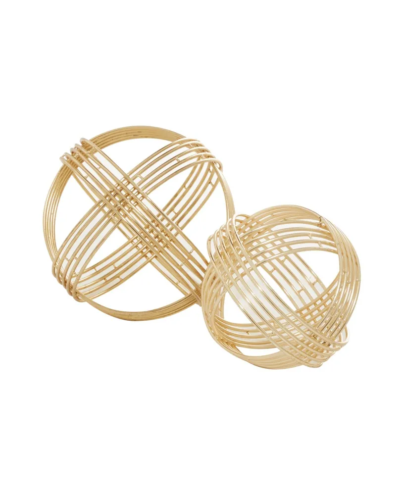 Metal Modern Geometric Sculpture, Set of 2 - Gold