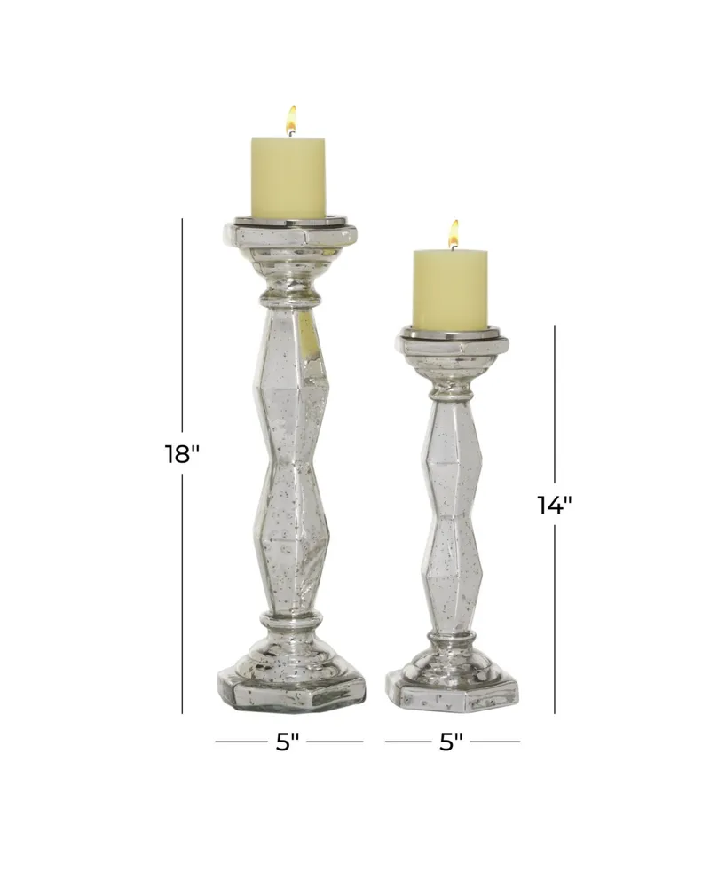 Glam Candle Holder, Set of 2 - Silver