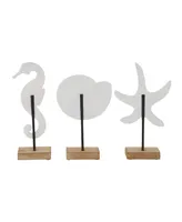 Plastic Coastal Sea Animals Sculpture, Set of 3