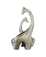 Ceramic Contemporary Giraffe Sculpture, 15" x 11" - Silver