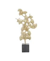 Polyresin Contemporary Gingko Leaf Sculpture, 20" x 10" - Gold