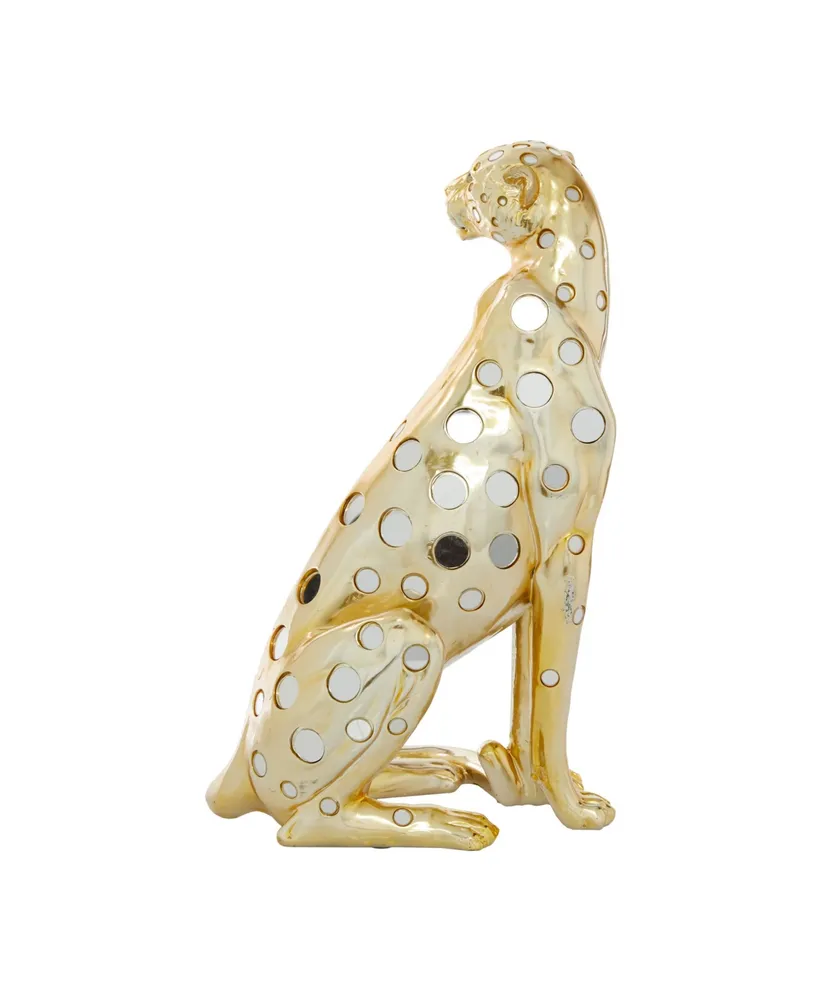 Glam Leopard Sculpture, 16" x 7" - Gold