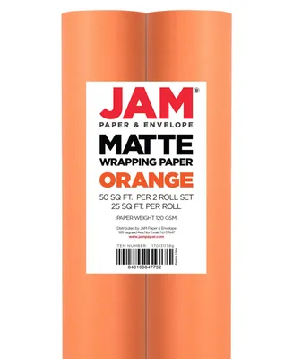 Jam Paper Gift Wrap 50 Square Feet Matte Wrapping Paper Rolls, Pack of 2