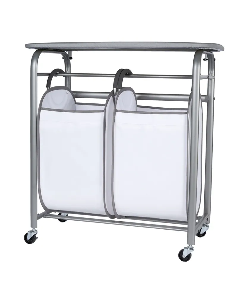 Easy Access Double Laundry Sorter with Folding Table