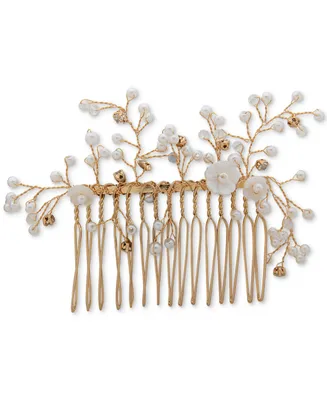 lonna & lilly Gold-Tone Pave, Bead & Imitation Pearl Flower Hair Comb