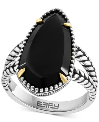 Effy Onyx Elongated Teardrop Statement Ring in Sterling Silver & 18k Gold