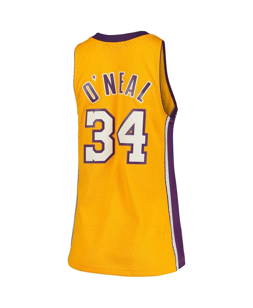 Women's Shaquille O'Neal Gold Los Angeles Lakers 1999-00 Hardwood Classics Swingman Jersey