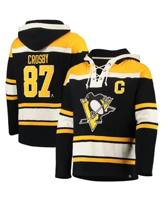 Men's Sidney Crosby Black Pittsburgh Penguins Player Name and Number Lacer Pullover Hoodie