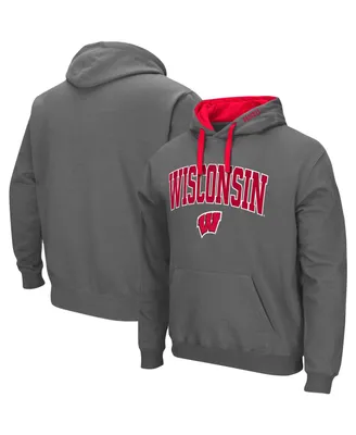 Men's Charcoal Wisconsin Badgers Big and Tall Arch Logo 2.0 Pullover Hoodie