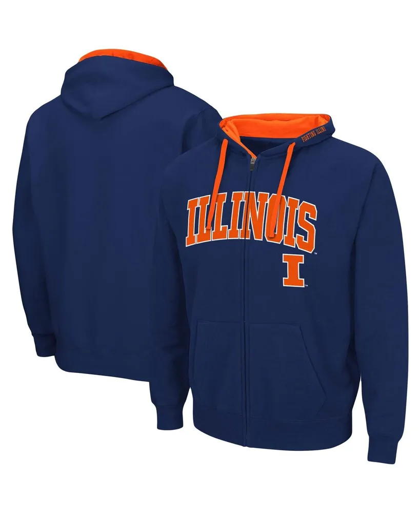 Men's Navy Illinois Fighting Illini Big and Tall Full-Zip Hoodie