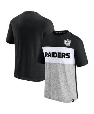 Men's Black, Heathered Gray Las Vegas Raiders Throwback Colorblock T-shirt