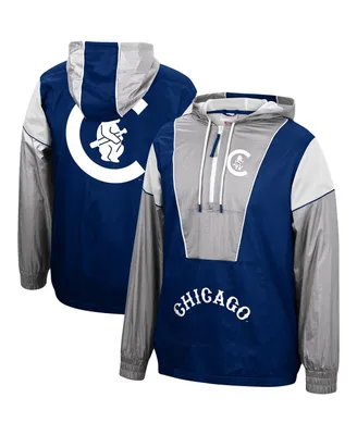 Men's Navy Chicago Cubs Highlight Reel Windbreaker Half-Zip Hoodie Jacket