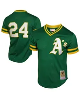 Men's Rickey Henderson Green Oakland Athletics 1991 Cooperstown Mesh Batting Practice Jersey