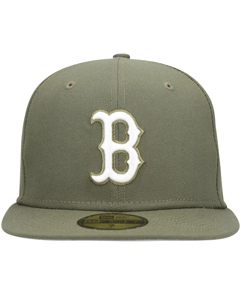 Men's Olive Boston Red Sox Logo White 59FIFTY Fitted Hat