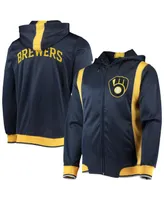 Men's Navy, Gold-Tone Milwaukee Brewers Team Full-Zip Hoodie