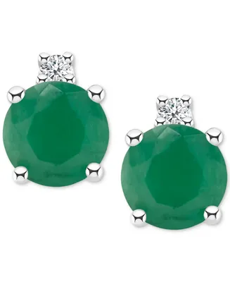 Sapphire (3/4 ct. t.w.) & Diamond Accent Stud Earrings 14k White Gold (Also Emerald, Ruby, Tanzanite)