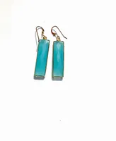 Women's Fully Faceted Bar Bezel Set Drop Earrings with 14K Gold Fill Earwires