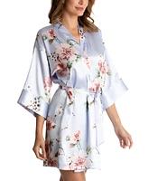 Linea Donatella Floral-Print Satin Wrap Robe