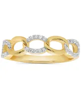 Diamond Link Statement Ring (1/4 ct. t.w.) in 14k Gold-Plated Sterling Silver - Gold