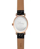 ewatchfactory Women's Disney Cruella Vintage Inspired Black Leather Strap Watch 38mm