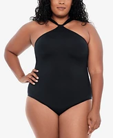 Lauren Ralph Plus Tummy-Control High-Neck One-Piece Swimsuit