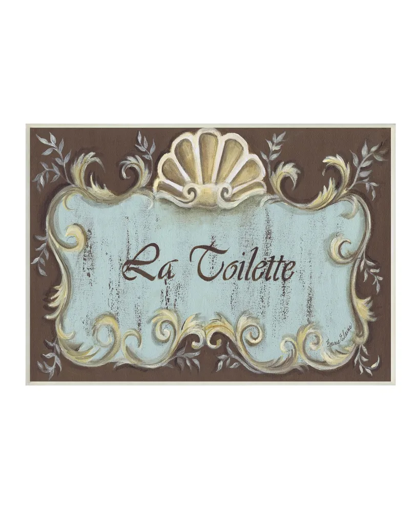 Stupell Industries La Toilette Aqua and Brown Scallop Shell Crest Wall Plaque Art, 10" x 15" - Multi