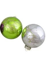 4" Shiny Glass Ball Christmas Ornaments Set, 4 Pieces - Multi