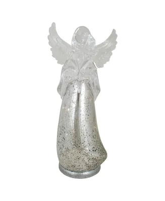 13" Lighted Angel Holding a Star Christmas Tabletop Figurine - Silver