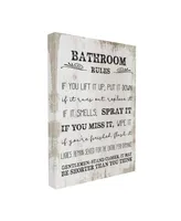 Stupell Industries Bathroom Rules Funny Word Wood Textured Design Stretched Canvas Wall Art, 16" x 20" - Multi