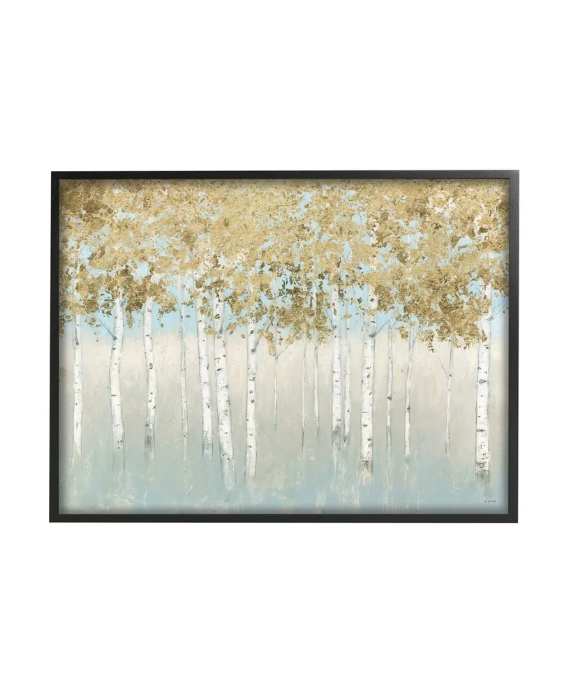 Stupell Industries Abstract Gold-Tone Tree Landscape Painting Black Framed Giclee Texturized Art, 16" x 20"