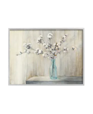 Stupell Industries Beautiful Cotton Flower Gray Brown Painting Gray Farmhouse Rustic Framed Giclee Texturized Art, 11" x 14" - Multi