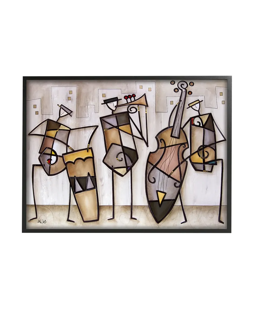 Stupell Industries Musical Trio Abstract Modern Painting Black Framed Giclee Texturized Art, 24" x 30"