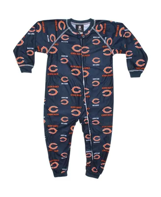 Chicago Bears Unisex Toddler Piped Raglan Full Zip Coverall - Navy Blue