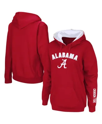 Women's Crimson Alabama Tide Arch and Logo 1 Pullover Hoodie